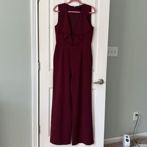 BCBGMAXAZRIA burgundy/maroon medium jumpsuit